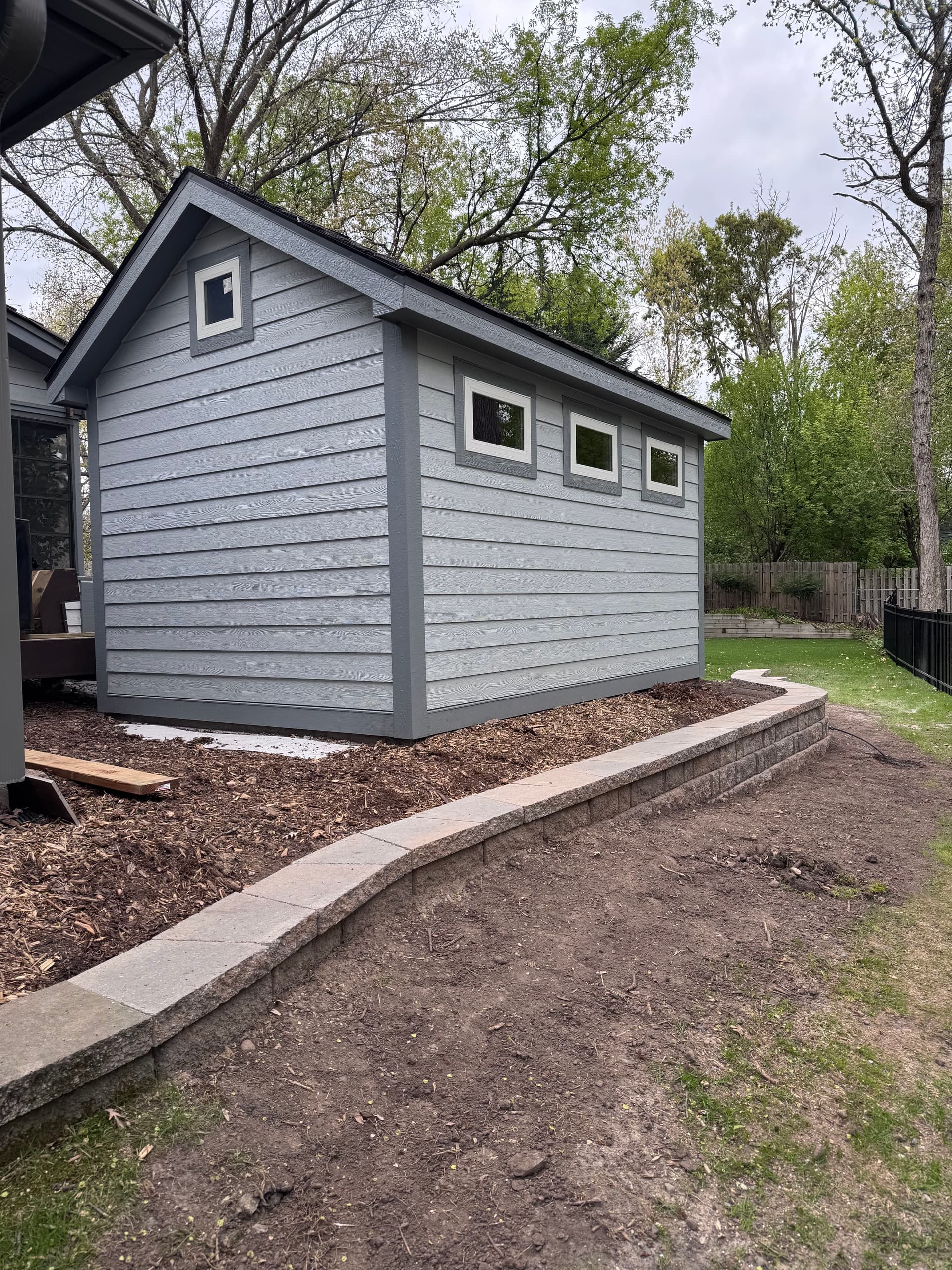 Gallery photos for Paver Walkway and Retaining Wall Install Around a Backyard Shed: Image #3