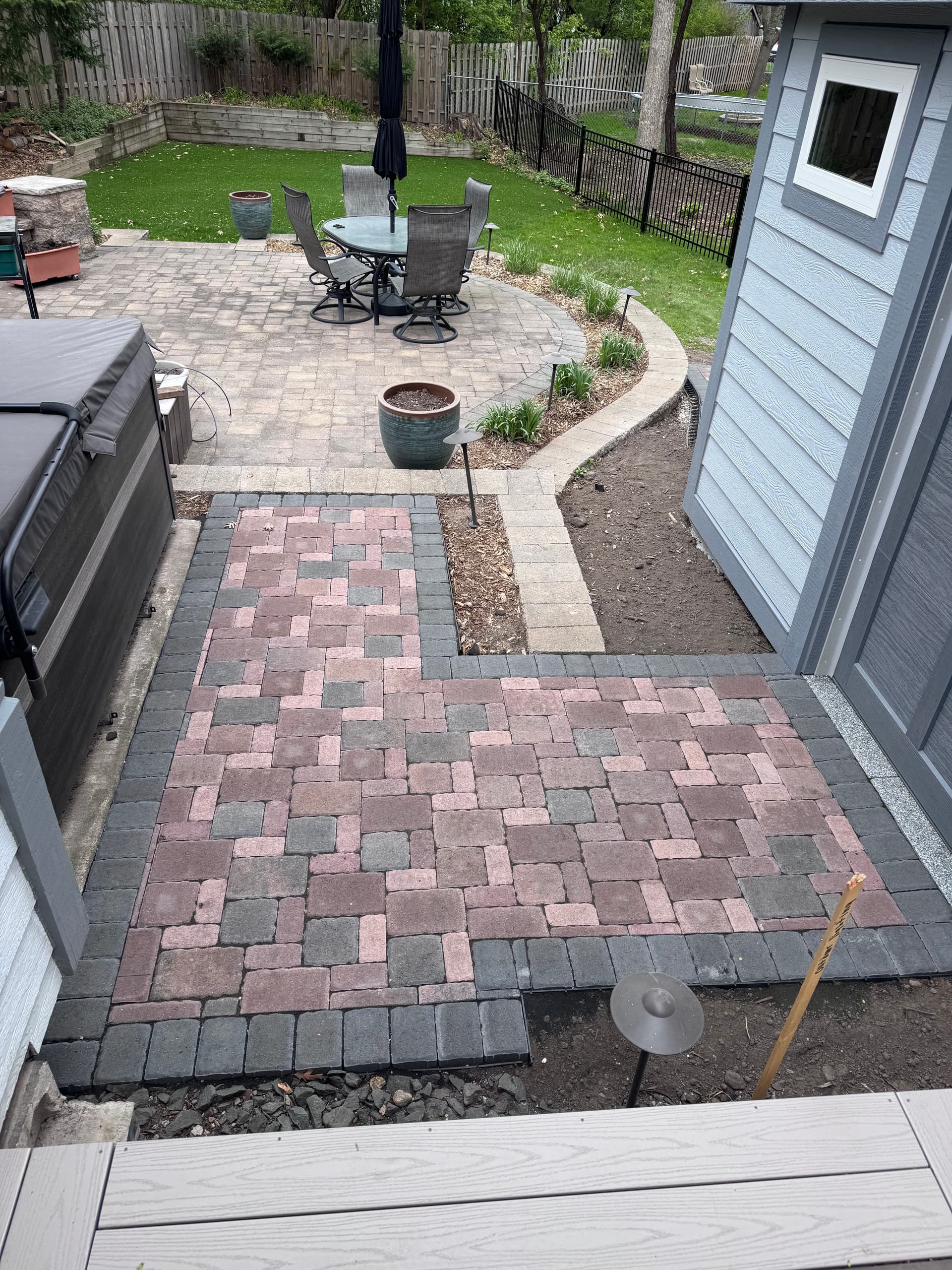 Gallery photos for Paver Walkway and Retaining Wall Install Around a Backyard Shed: Image #2