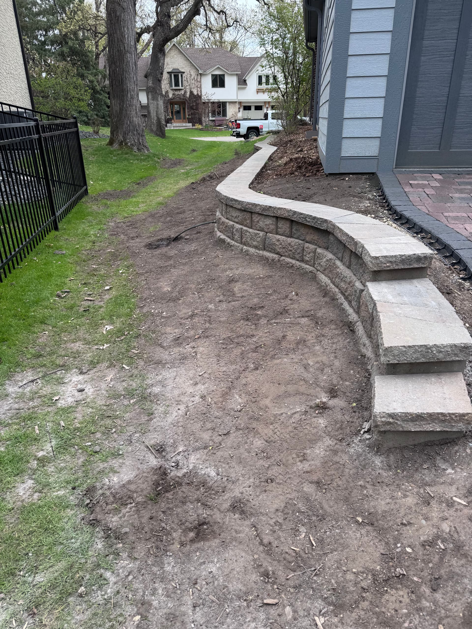 Gallery photos for Paver Walkway and Retaining Wall Install Around a Backyard Shed: Image #4
